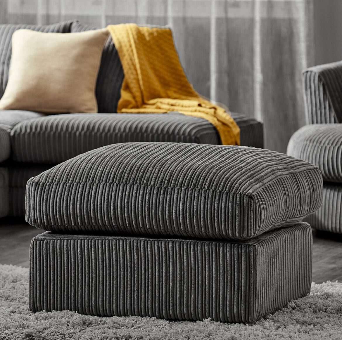 JUMBO CORD ~ CUSHION TOP FOOTSTOOL